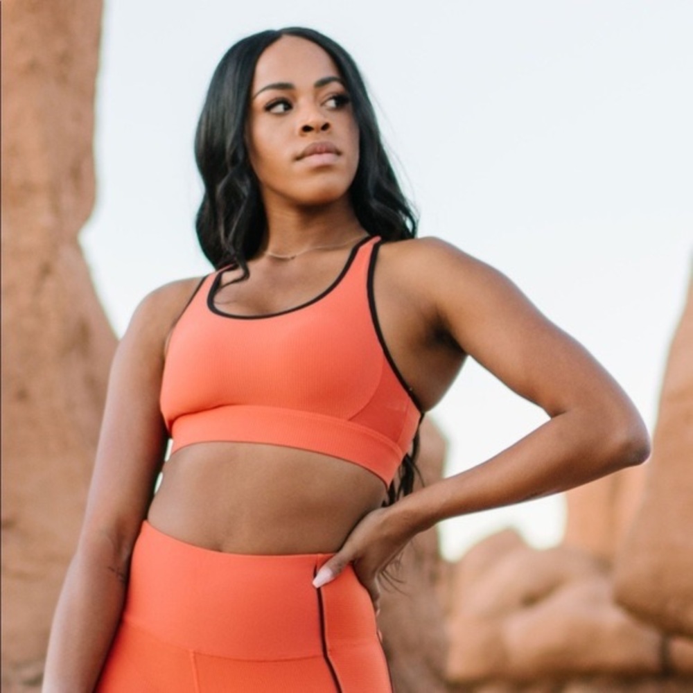 Zyia Burnt Orange Ribbed Premium Adjustable Bra